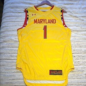 University of Maryland Under Armour Yellow and Red Basketball Jersey